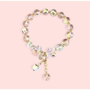 Pink Swarovski Beaded Charm Bracelet